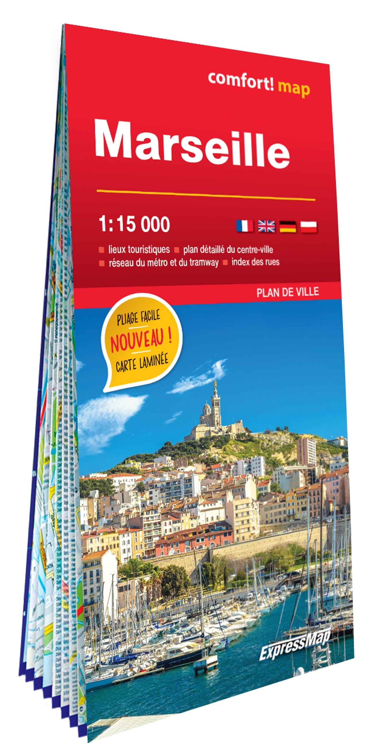 MARSEILLE 1/15.000 (CARTE GRAND FORMAT LAMINEE - PLAN DE VILLE)