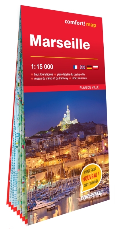 MARSEILLE 1/15.000 (CARTE GRAND FORMAT LAMINEE - PLAN DE VILLE)