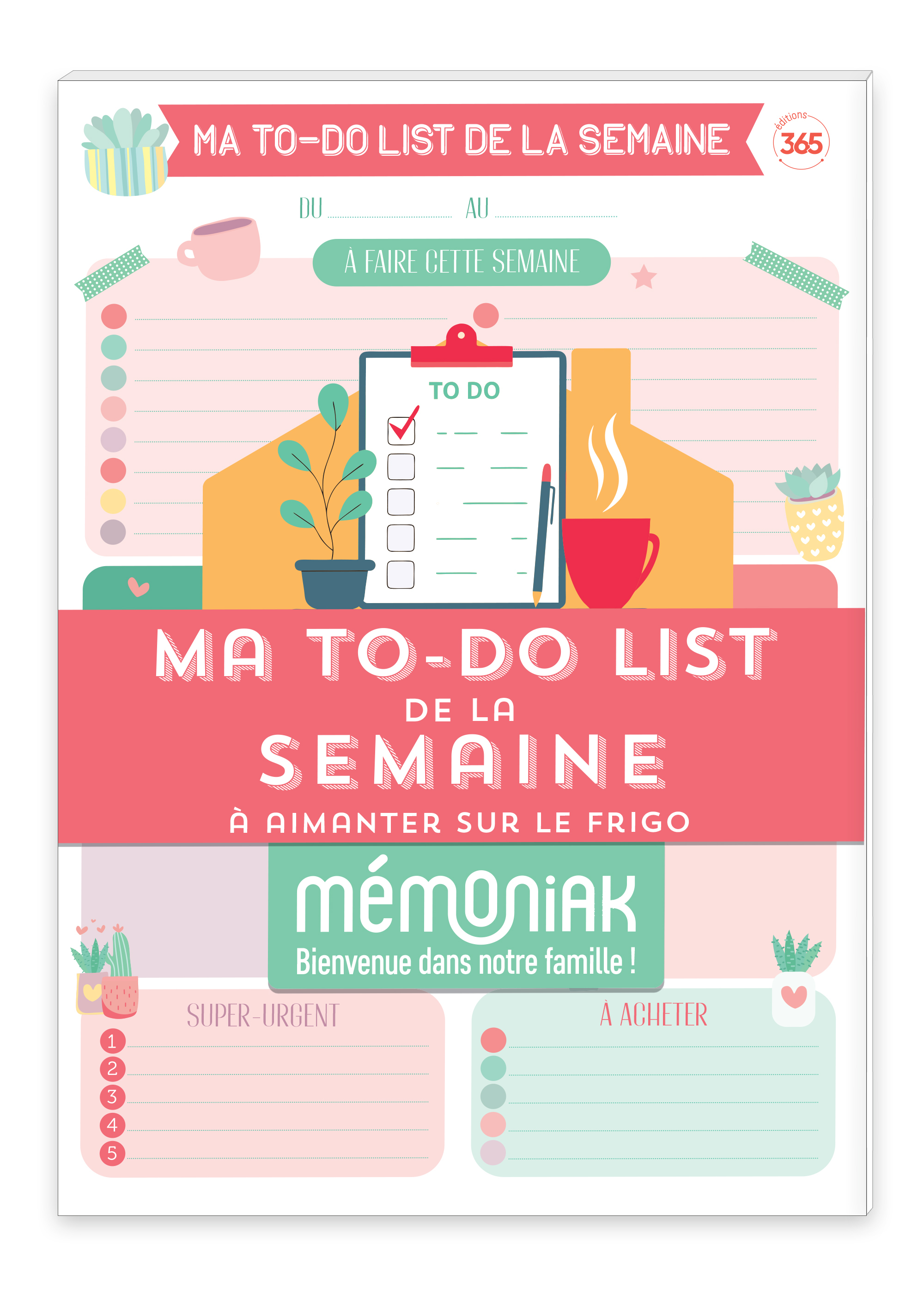 BLOC DE 52 LISTES AIMANTES - MA TO-DO LIST DE LA SEMAINE MEMONIAK