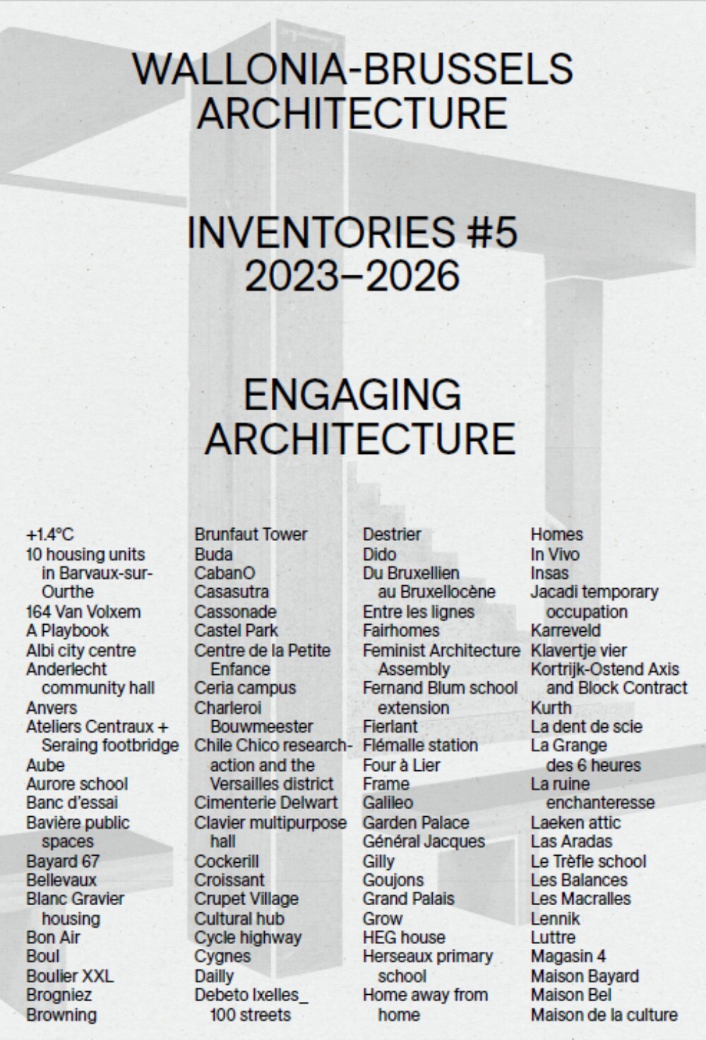 WALLONIA-BRUSSELS ARCHITECTURE INVENTORIES #5 2023-2026 : ENGAGING ARCHITECTURE (ENG)