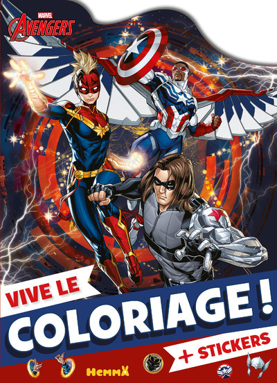 MARVEL AVENGERS - VIVE LE COLORIAGE ! (FALCON, LE SOLDAT DE L´HIVER, CAPTAIN MARVEL) - + STICKERS