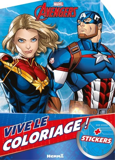 MARVEL AVENGERS - VIVE LE COLORIAGE ! (CAPTAIN MARVEL ET CAPTAIN AMERICA) - + STICKERS