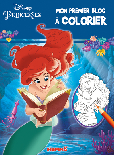 DISNEY PRINCESSES - MON PREMIER BLOC A COLORIER (ARIEL ET VAIANA)