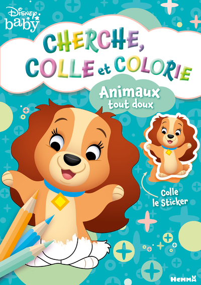 DISNEY BABY - CHERCHE, COLLE ET COLORIE - ANIMAUX TOUT DOUX