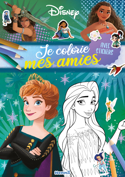 DISNEY - JE COLORIE MES AMIES (ANNA ET ELSA) - AVEC STICKERS