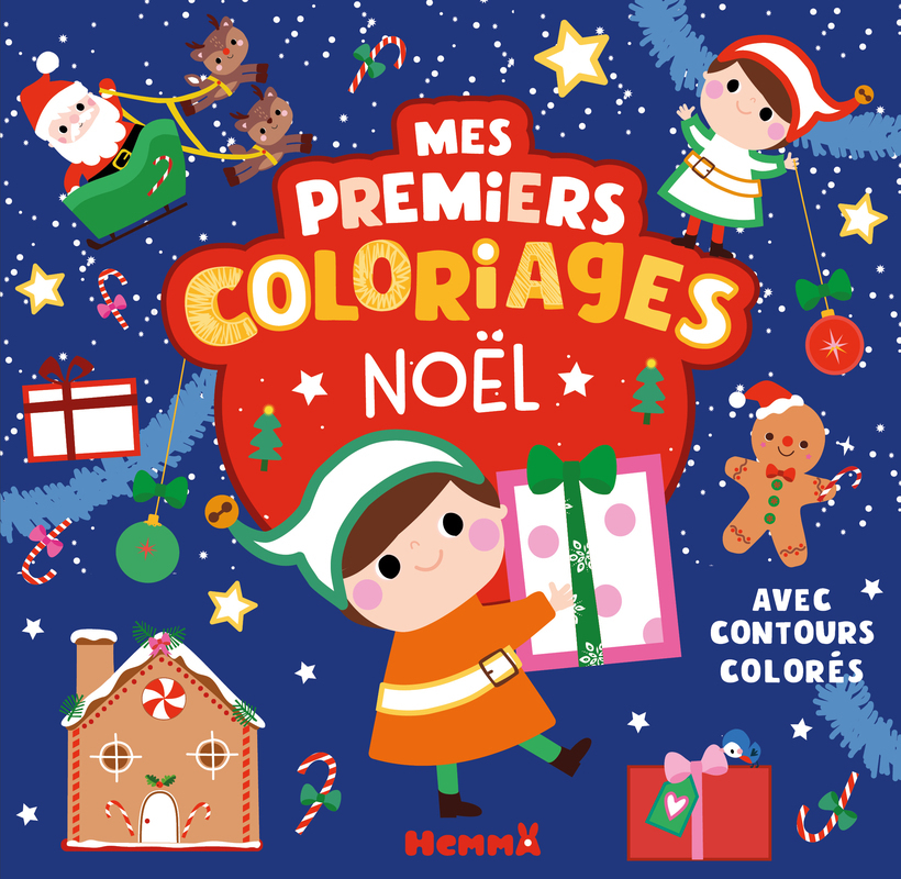 MES PREMIERS COLORIAGES AVEC CONTOURS COLORES - NOEL