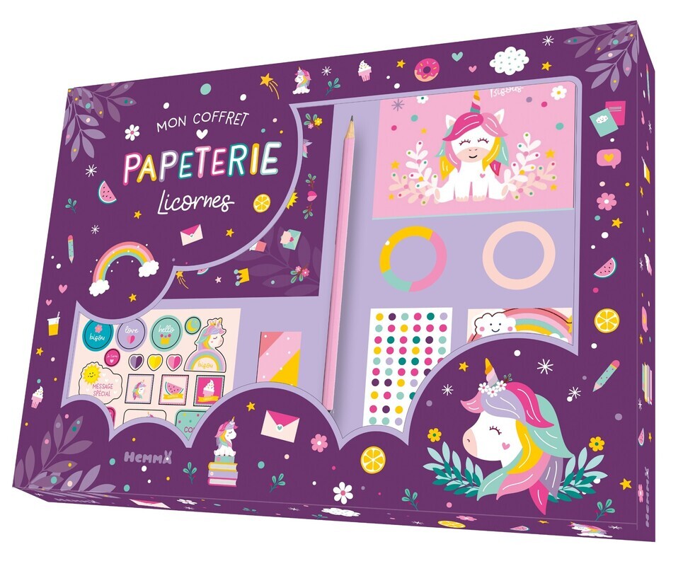 MON COFFRET PAPETERIE LICORNES