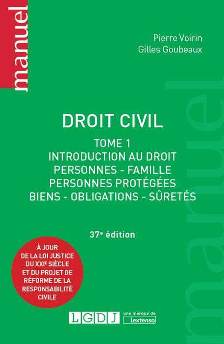 DROIT CIVIL - TOME 1 37EME EDITION