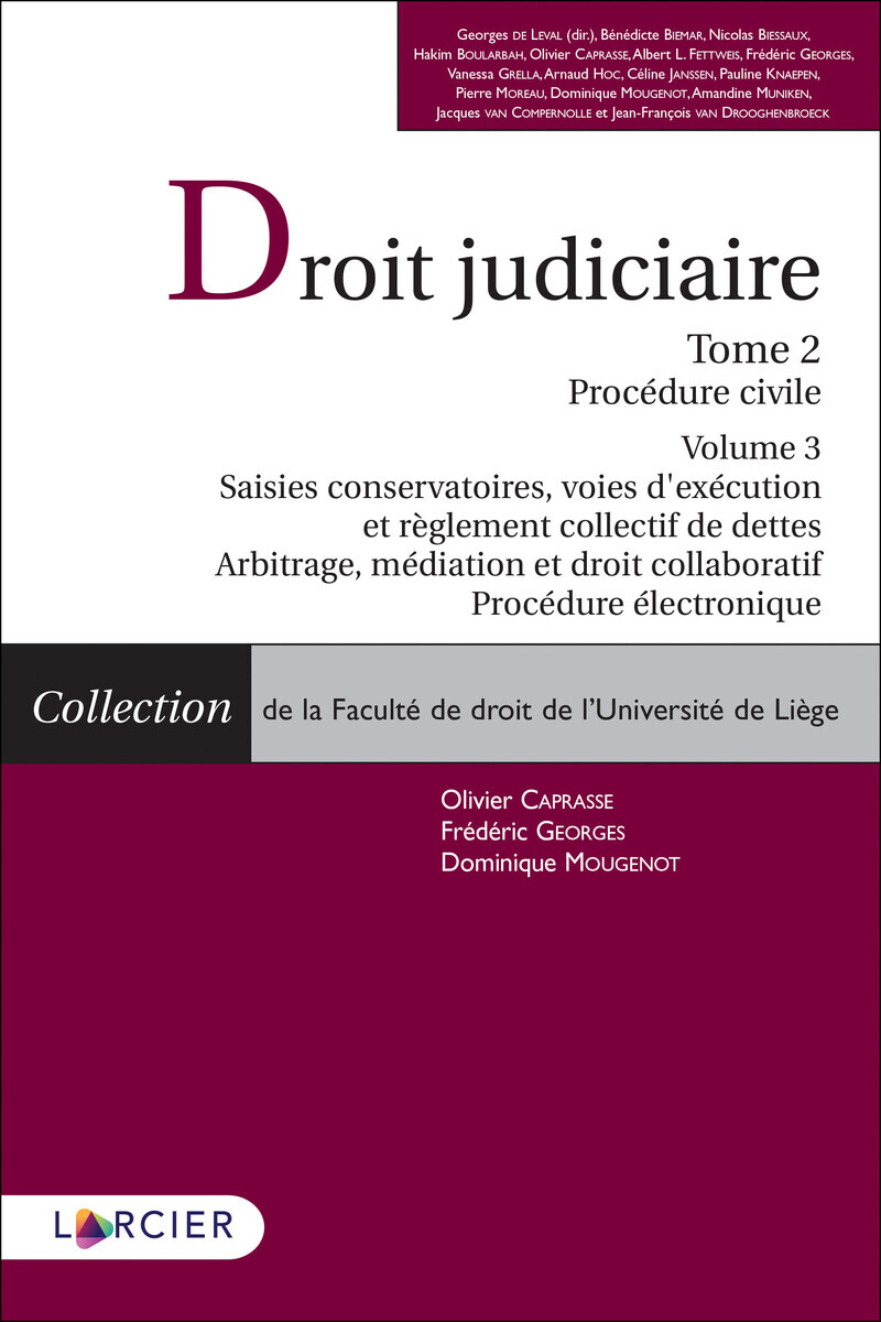 DROIT JUDICIAIRE - TOME 2. PROCEDURE CIVILE - VOLUME 3. SAISIES CONSERVATOIRES, VOIES D´EXECUTION ET