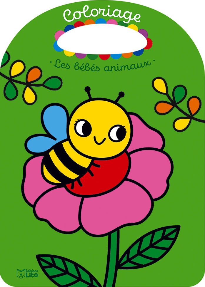 COLORIAGE : BEBES ANIMAUX DU JARDIN (ABEILLE- VERT)