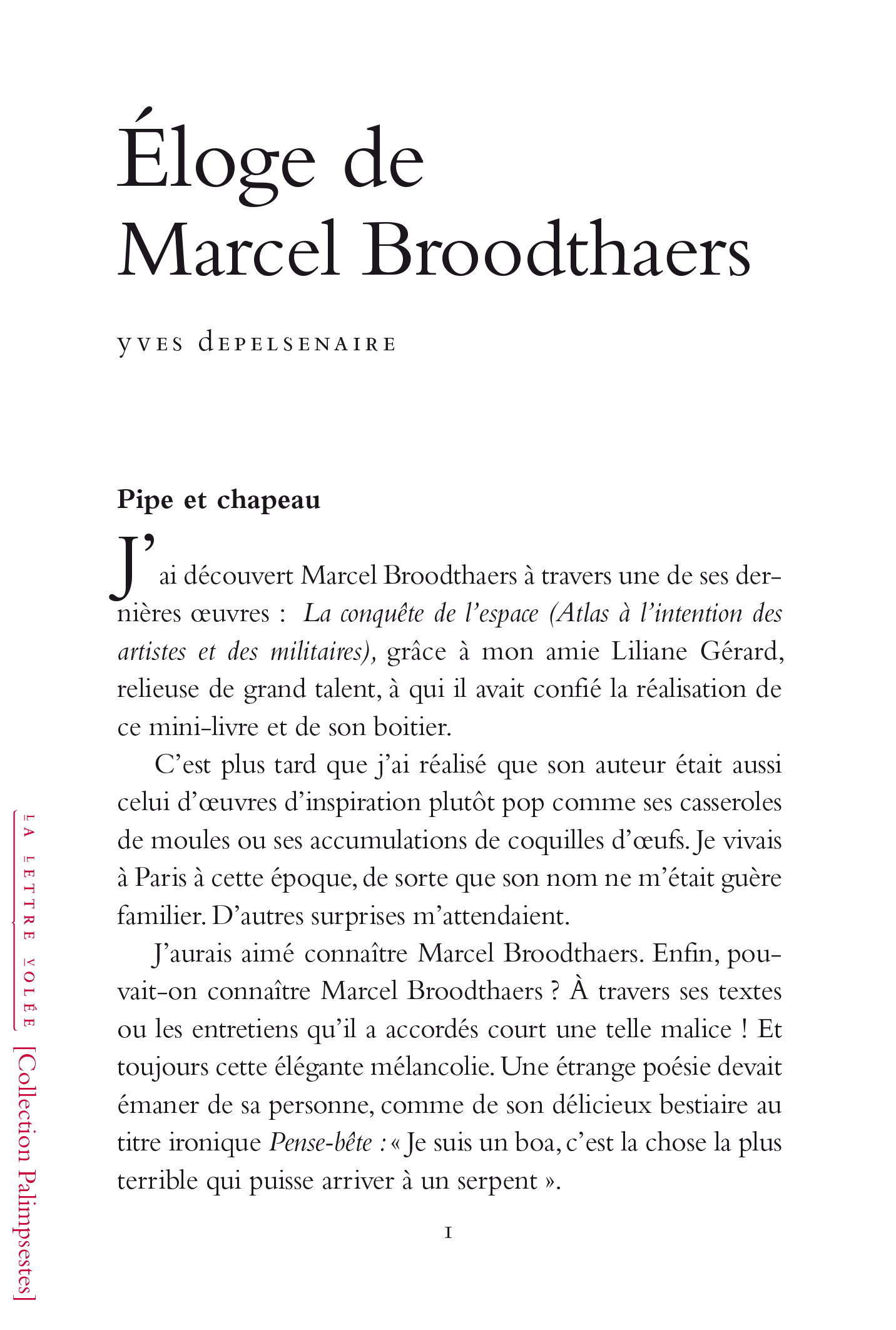 ELOGE DE MARCEL BROODTHAERS