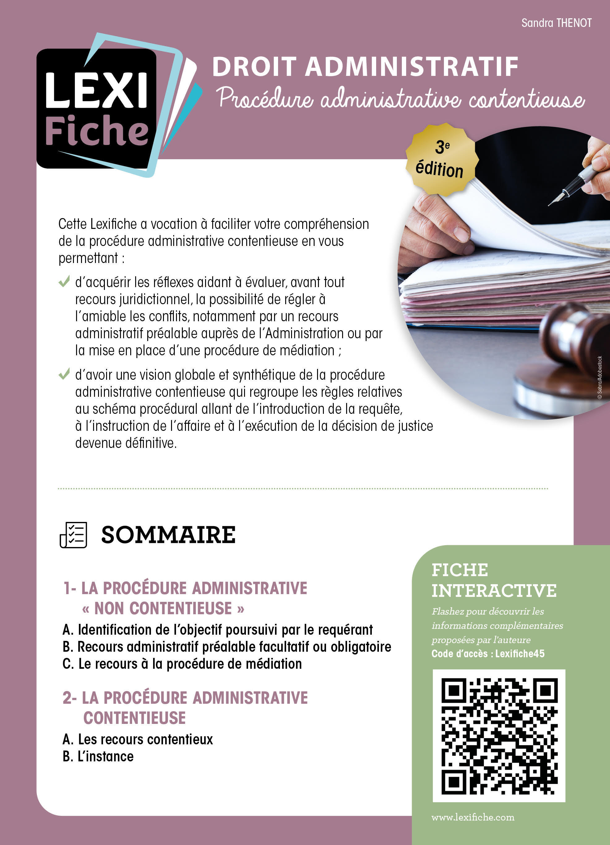 DROIT ADMINISTRATIF - PROCEDURE ADMINISTRATIVE CONTENTIEUSE